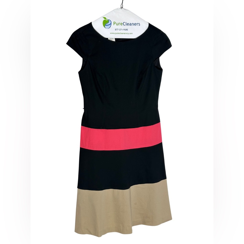 Black, tan and pink dress. Size 2 petite. Excellent condition.